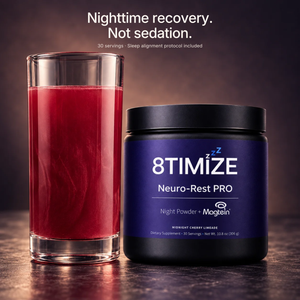 Neuro-Rest PRO jar and cherry drink — Nighttime recovery. Not sedation.