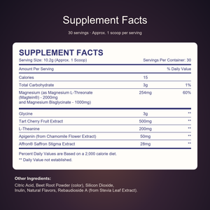 Neuro-Rest PRO Supplement Facts and other ingredients, serving size 10.2 g, 30 servings.